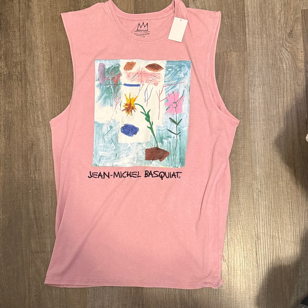 Jean-Michel Basquiat Artistic Pink Muscle Tee